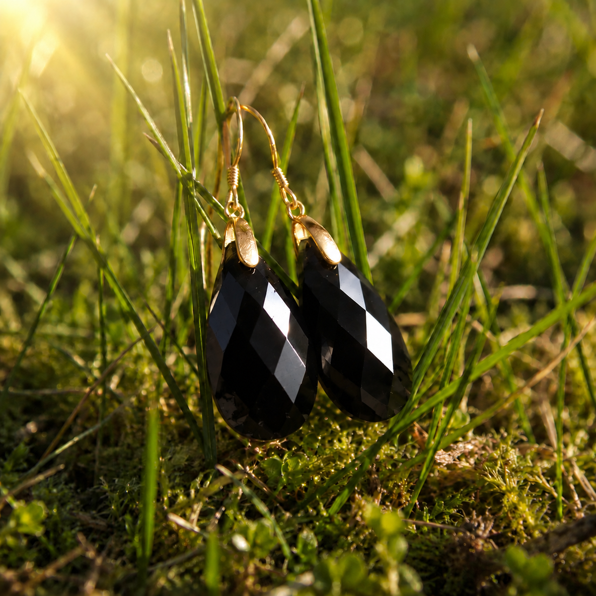 🖤 Obsidian Earrings • Tears of Joy - Protection