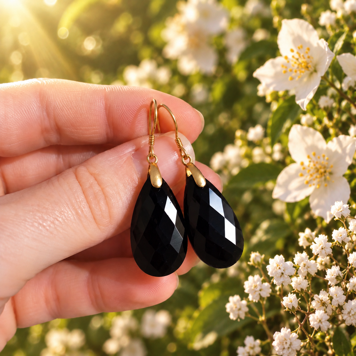 🖤 Obsidian Earrings • Tears of Joy - Protection