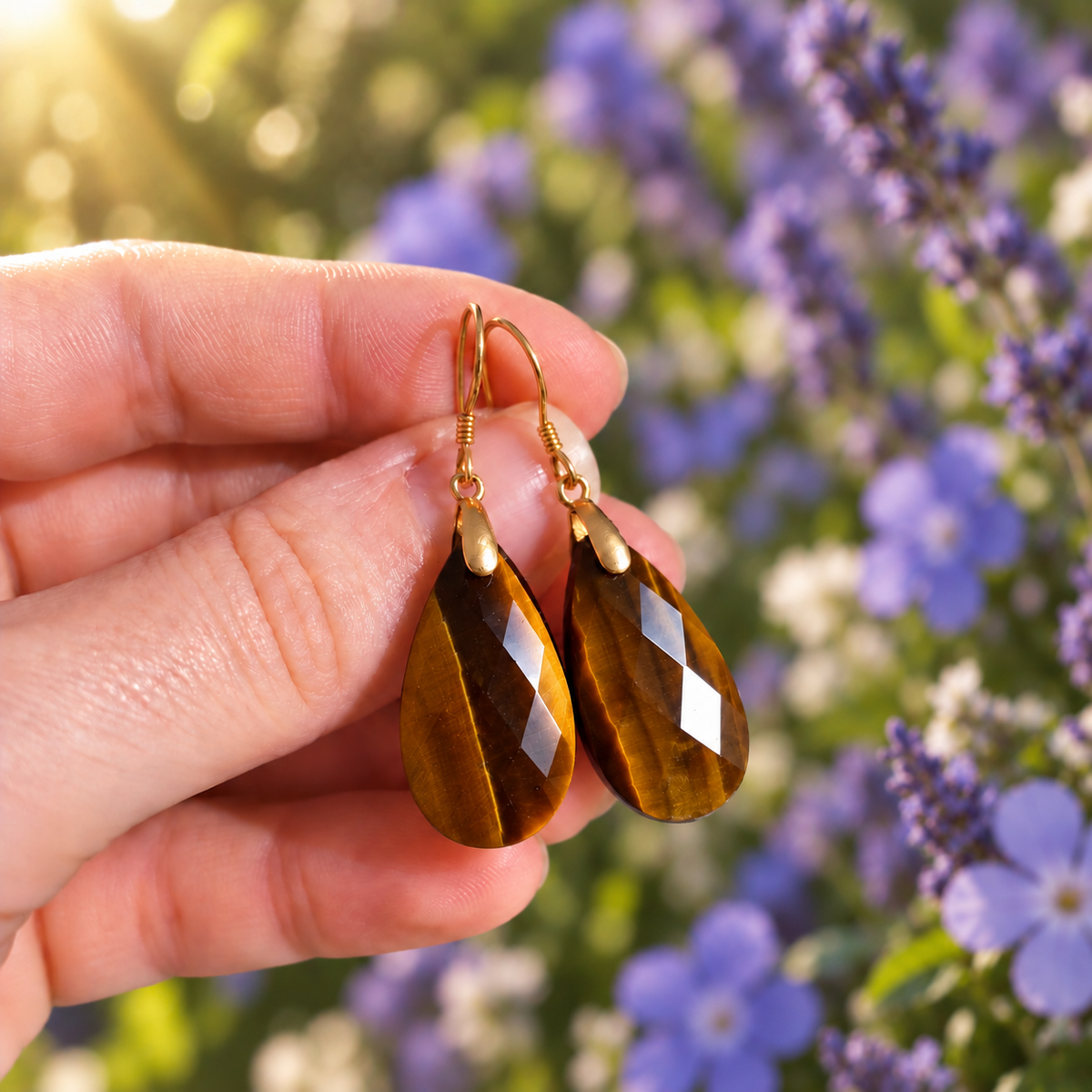 🤎 Tiger Eye Earrings • Tears of Joy – Courage & Inner Strength