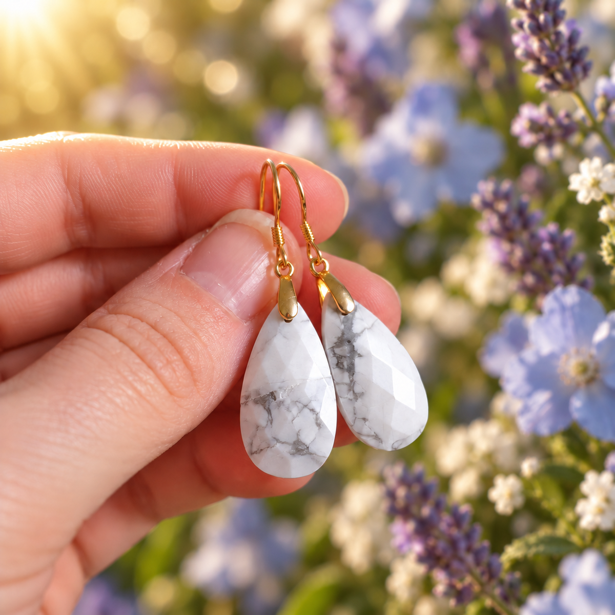 🤍 Howlite Earrings • Tears of joy - Calm & Serenity