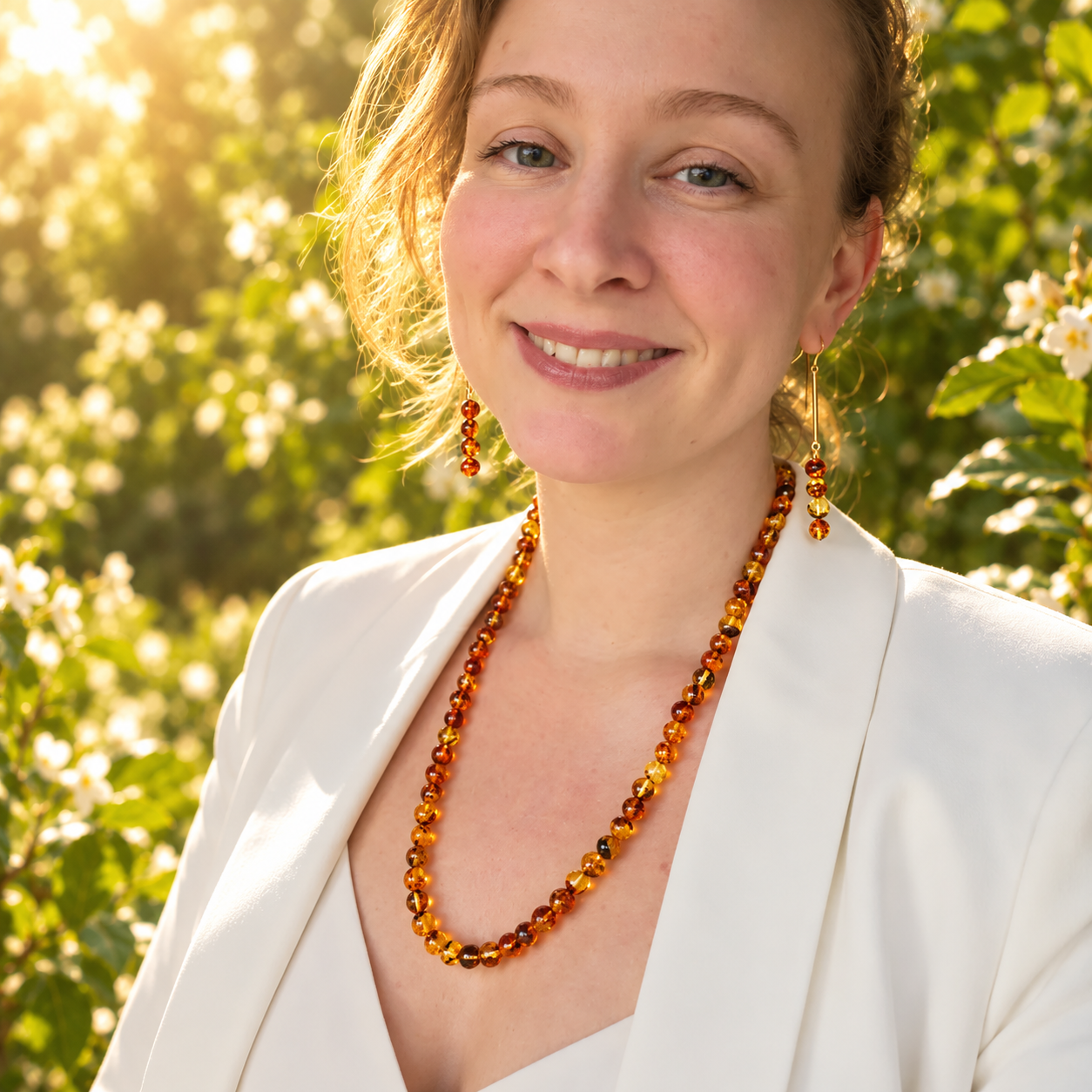 🧡 Amber Necklace 8mm, 60cm • Sun Power, Warmth & Zest for Life