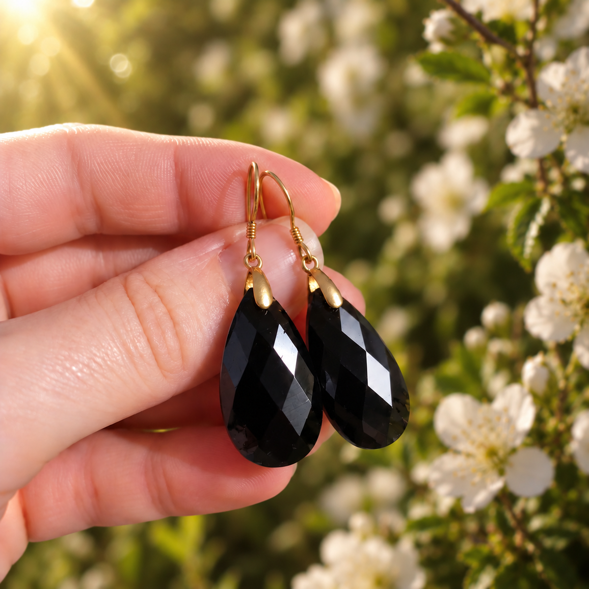 🖤 Obsidian Earrings • Tears of Joy – Protection & Truth