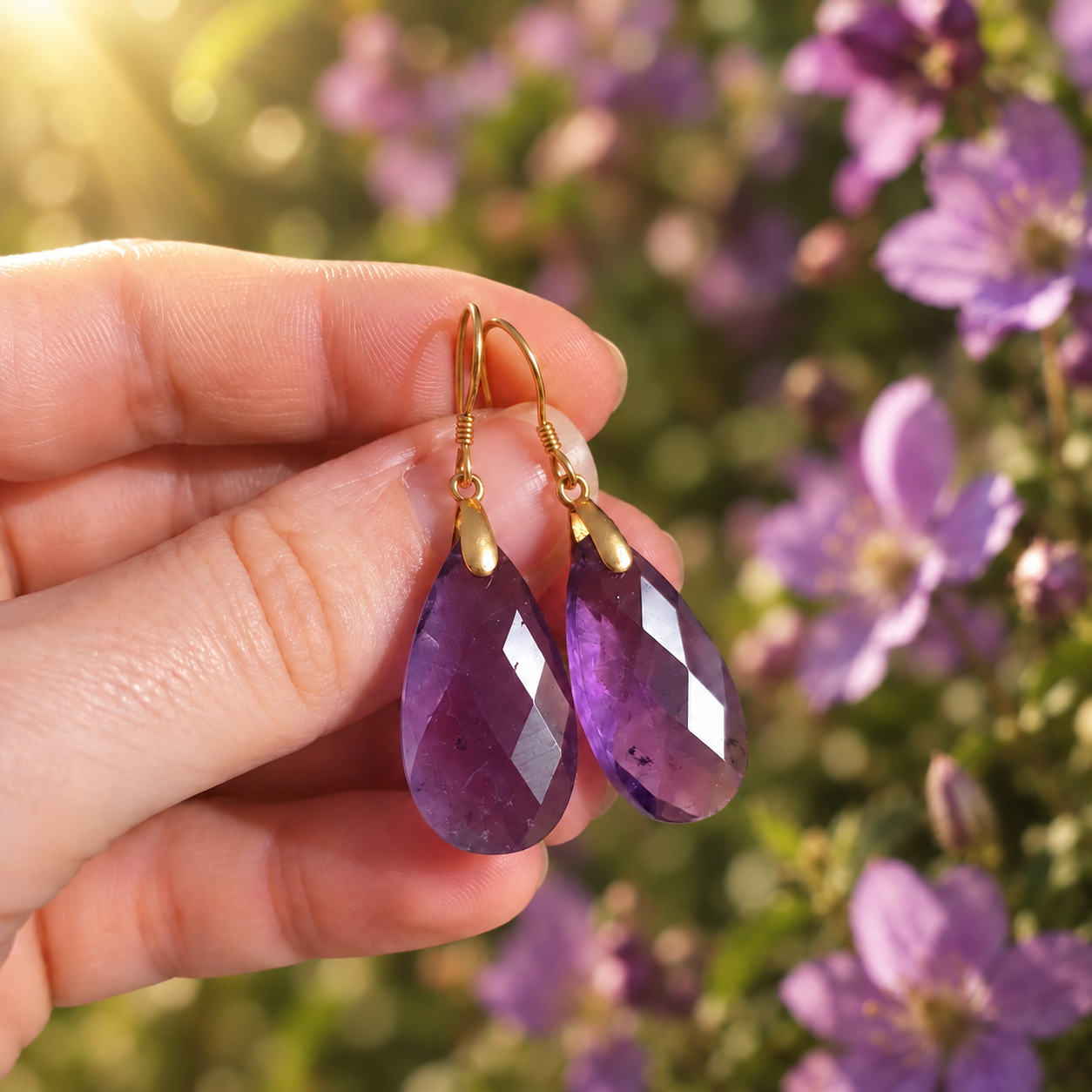 💜 Amethyst Earrings • Tears of Joy – Spirituality & Higher Consciousness