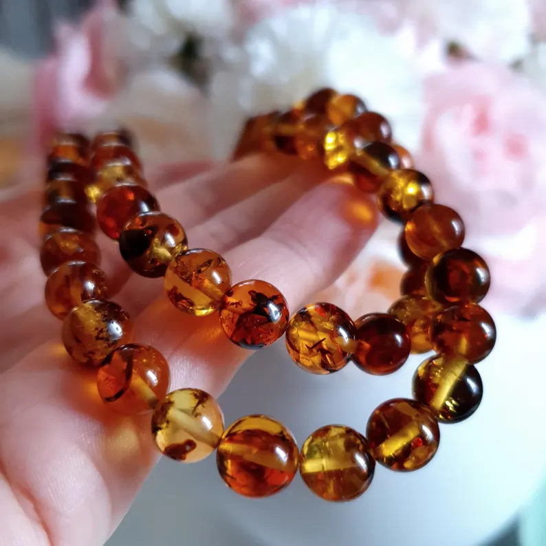 🧡 Bärnstenshalsband 60cm - 8mm