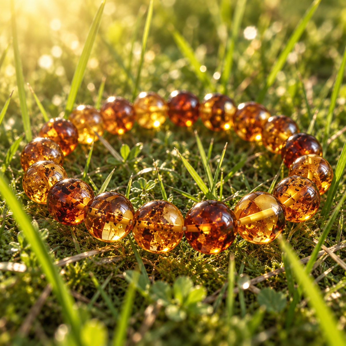 🧡 Bärnsten Armband 8mm • Solens kraft, Värme & Livsglädje