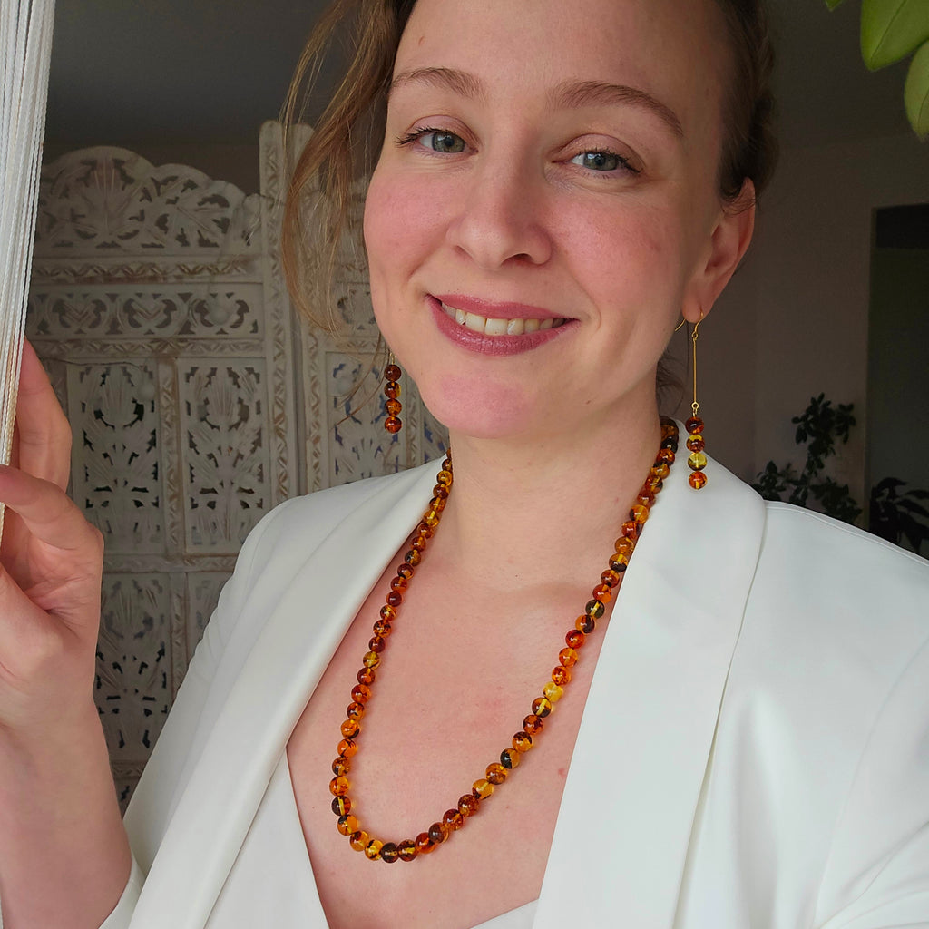 🧡 Bärnstenshalsband 60cm - 8mm